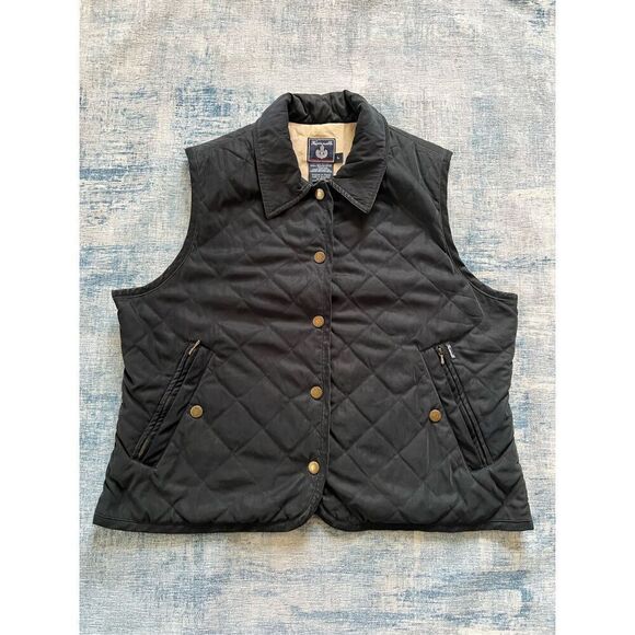 Faconnable Black Quilted Snap Button Front Lightweight Vest Women's Large - Picture 1 of 8